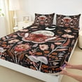 thumbnail image 3 of Manfei Hippie Moth Butterfly Twin Sheet Sets for Kids, Rustic Groovy Floral Twin Fitted Sheet, Tribal Bohemian Style Flat Sheet, Super Cozy Room Decor, 3-Piece, 3 of 7