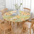 thumbnail image 3 of Pioneer Flower Floral Print Pattern Round Fitted Tablecloth with Elastic Edge,Dining Table Cover Waterproof,Outdoor Round Tablecloth for Camping,Dining,Indoor and Outdoor, 3 of 7