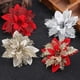 thumbnail image 4 of Flores de Navidad de 1/3/5 piezas, cabezas de flores ostentosas de oro rojo para decoración de árbol de Navidad, adornos de mesa de fiesta, 4 of 4