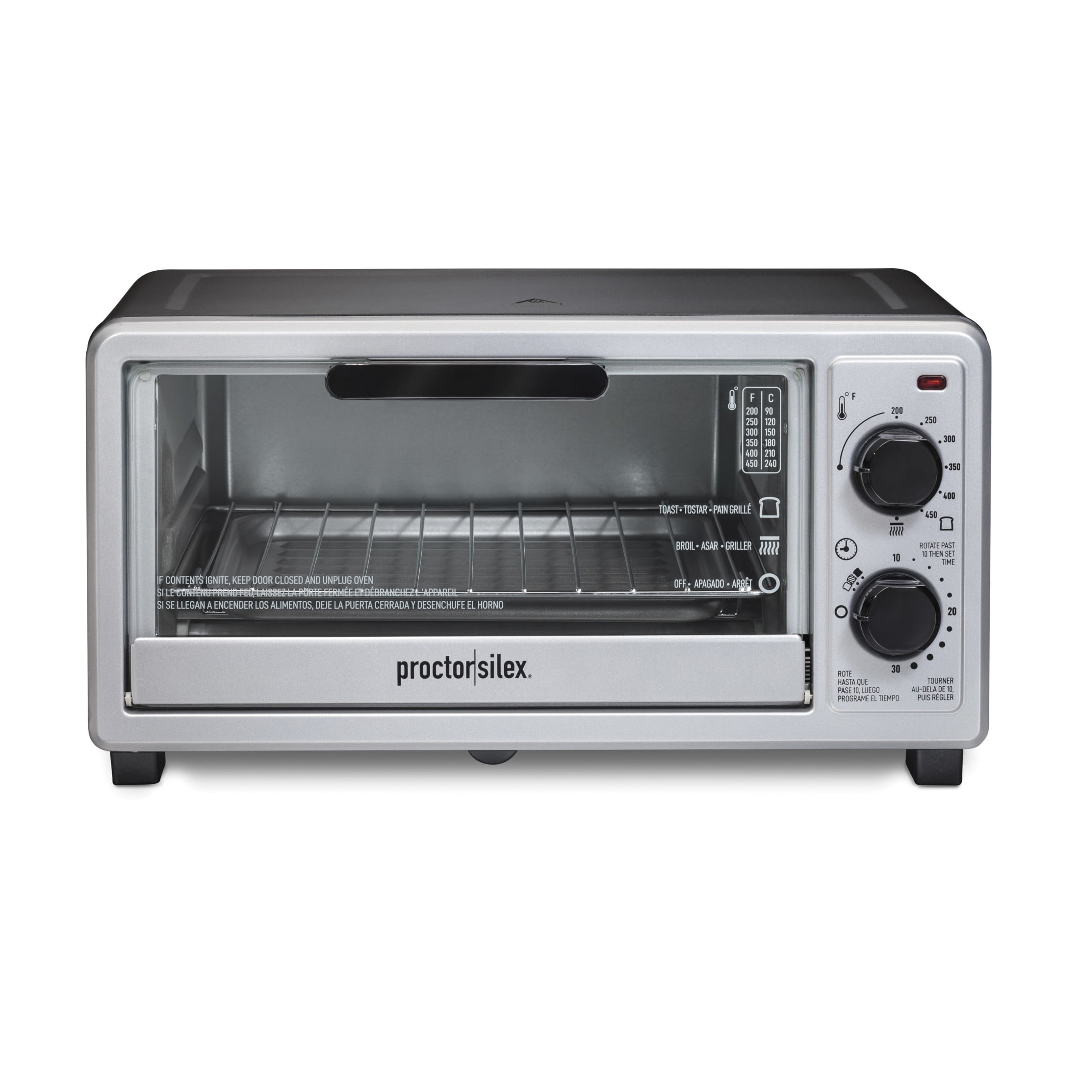 Proctor Silex 4-Slice Toaster Oven - Countertop Oven With Bake Pan In Black