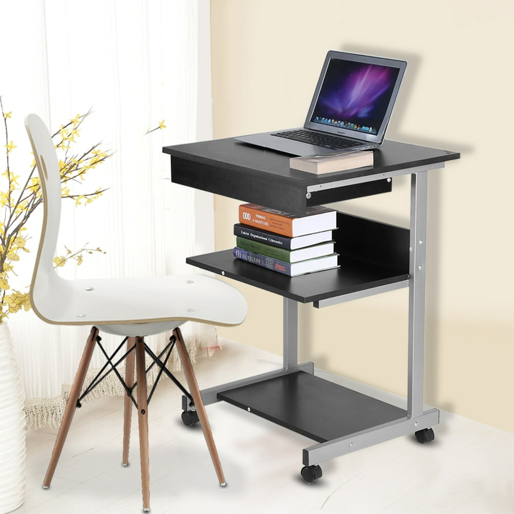 Yosoo Portable Modern Wooden Rolling Mobile Standing Computer Laptop