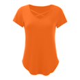 thumbnail image 5 of DondPO Womens Summer Tops V Neck Short Sleeve Basic Plain Tee T Shirt T Shirts for Women Womens Shirts Basic T Shirts for Women Orange L, 5 of 5
