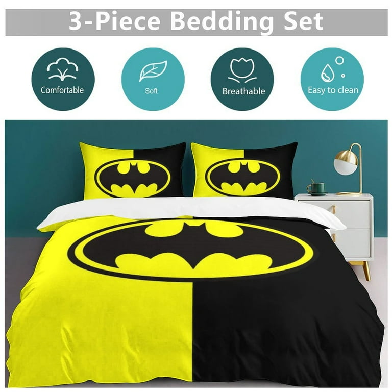 Batman 3 Piece Bedding Set Soft Warm And Comfortable Bed Set with 1 Duvet Cover And 2 Pillowcases Walmart