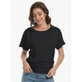 thumbnail image 6 of Womens Short Sleeve Boat Neck Side Shirring Dolman Drape Top, 6 of 6