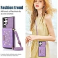 thumbnail image 4 of for Samsung Galaxy S22 Ultra (Not S22) Crossbody Wallet Case for Women, Bling Glitter PU Leather Phone Case with RFID Blocking Card Holder Cover for Samsung Galaxy S22 Ultra SZ Purple, 4 of 18
