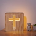 thumbnail image 4 of Lámpara de madera con cruz de Jesús, novedad, luz nocturna, lámpara de ilusión 3D para niños, lámpara de decoración para niños, alimentación USB, decoración de dormitorio, Navidad, vacaciones, regalo JAMW Sencillez, 4 of 5