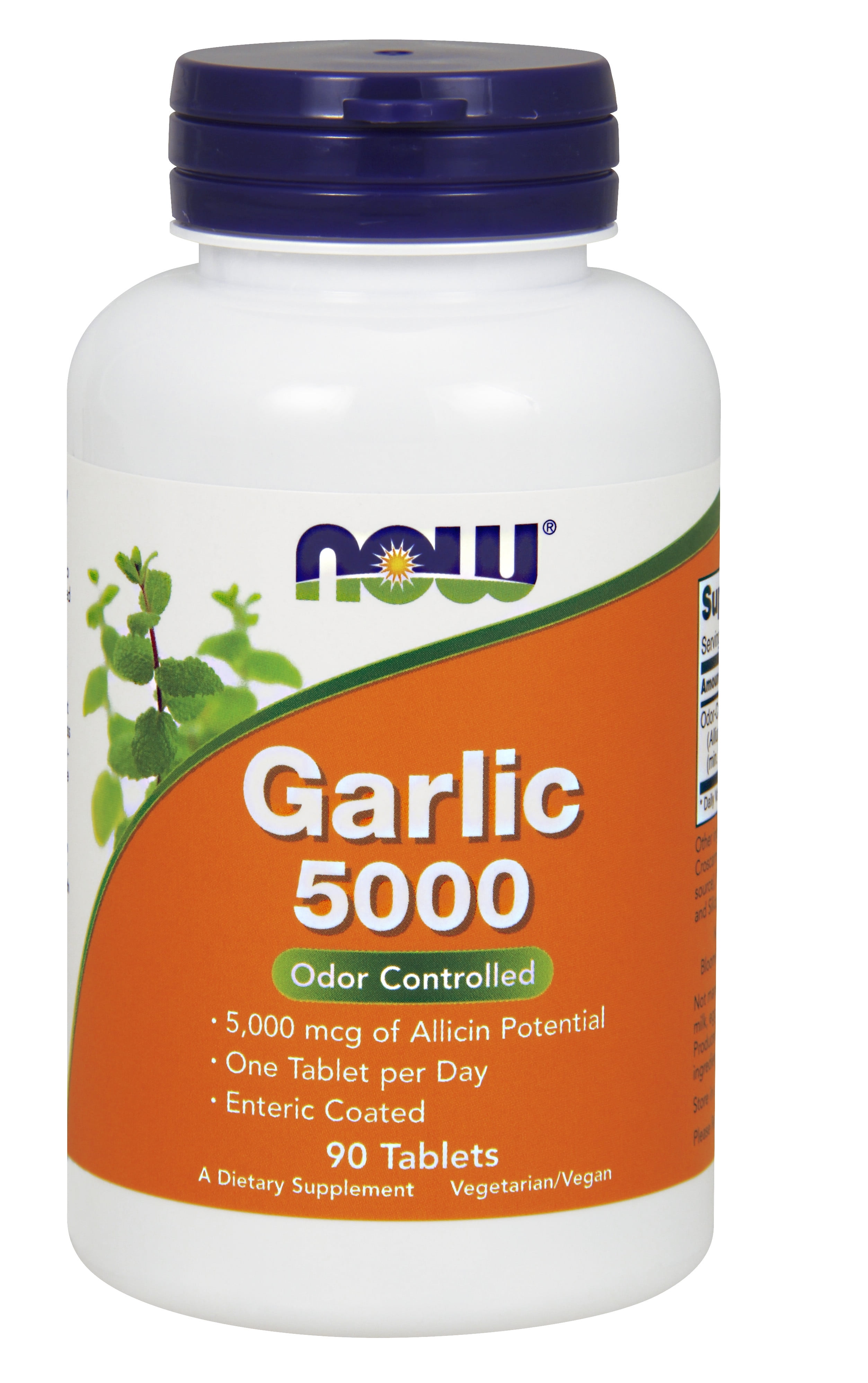 NOW Supplements, Garlic 5,000 (Allium sativum), Enteric Coated, Odor