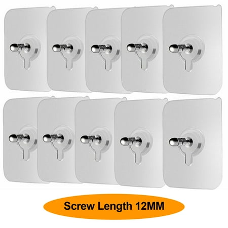 

10Pcs Wall Mounted Seamless Nail Screw Stickers Punch-Free Wall Hooks No Marks Nail-Free Stickers Strong Sticky Wall Nails Stainless Steel Hooks Strong Screw Stickers 12MM