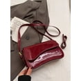 thumbnail image 6 of Women's Red Patent Leather Shoulder Bag with Curved Flap Design, 6 of 8