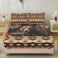 thumbnail image 2 of COEQINE Twin Size Sheet Set Cozy Easy & Secure Fit Stretchy 3 Pieces Bedding Sheet Set Bottom Bedsheet with All Around Elastic for Home Decor, American Tribal Geometric Bear Boho Floral, 2 of 5