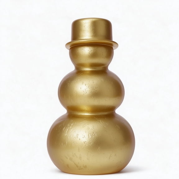 Gold Snowman Decor, 7.9 Inch Textured Resin Snowman Figurine, Neutral Modern Christmas Tabletop Decoration for Mantel Shelf Coffee Table Farmhouse Home