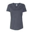 thumbnail image 5 of BELLA+CANVAS Relaxed Fit Heather CVC Tee for Women, Short Sleeve V-Neck T-Shirt, Heather Navy, XL, 5 of 5