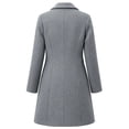 thumbnail image 3 of Afelkas Women Winter Wool Coat Single Breasted Notched Lapel Knee Length Midi A-Line Peacoat with Pockets, 3 of 5