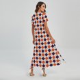 thumbnail image 2 of Halloween Checked Pattern Printed Short Sleeve Maxi Dress, Halloween Decorative Fashion Summer Maxi Dress For Women, 2 of 4