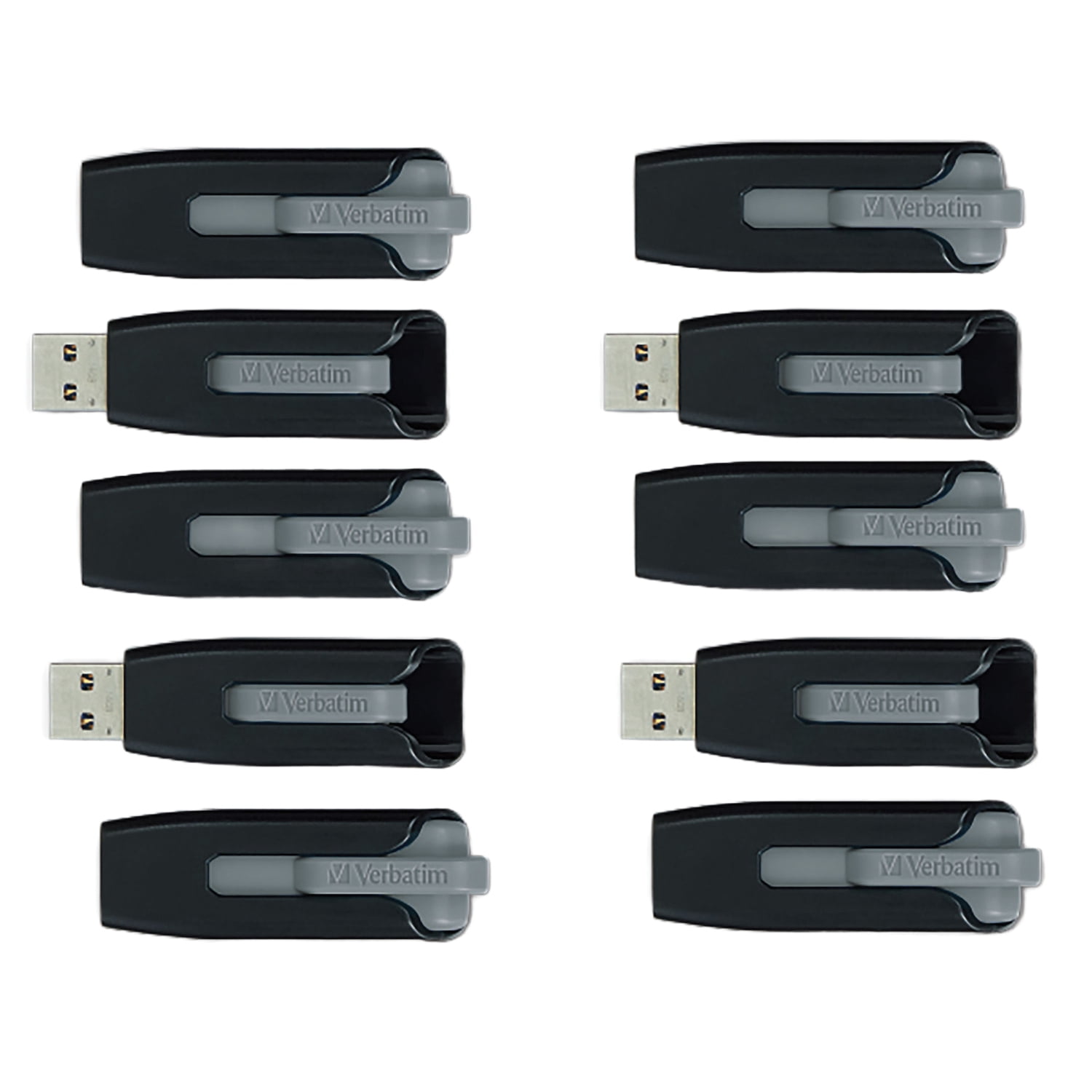 Verbatim 32-GB Store ‘n’ Go V3 USB 3.2 Gen 1 Flash Drives, Business Bulk 10 Count, Gray, 70894