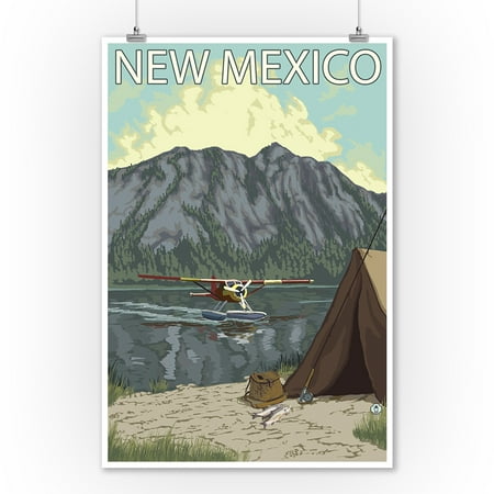 Mexican Bush - Bush Plane Fishing - New Mexico - LP Original Poster (9x12 Art Print, Wall Decor Travel Poster)