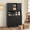 thumbnail image 5 of Aiho Kitchen Pantry Cabinet with Countertop Kitchen Hutch Storage Cabinet 67" Tall Pantry Coffee Bar with Storage, Modern Kitchen Hutch with Microwave Stand for Dining Room, Kitchen - Black, 5 of 6