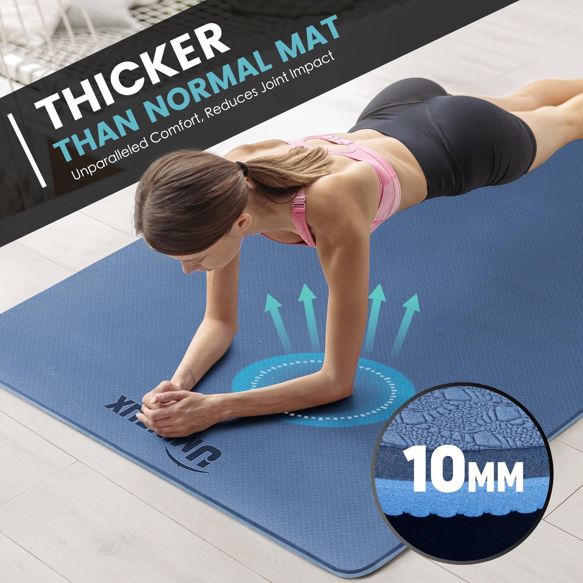 UMINEUX Large Yoga Mat for Men and Women 2/5 Inch Extra Thick TPE Fitness Mat for Home Gym Workout, Non-Slip