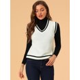 thumbnail image 3 of Suéter Sin Mangas Allegra K Chaleco de Suéter con Cuello En V Para Mujer Blanco S, 3 of 6