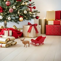 LOLIPPYY Multi-Color Christmas Reindeer and Sleigh Figurine Set for Festive Holiday Table and Home Decor