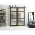 thumbnail image 3 of Sliding Closet Frosted Glass Barn Bypass Doors | Quadro 4002 Cognac Oak| Sturdy 6.6ft Rails Hardware Set | Wood Solid Bedroom Wardrobe Doors -36" x 84" (2* 18x84), 3 of 6