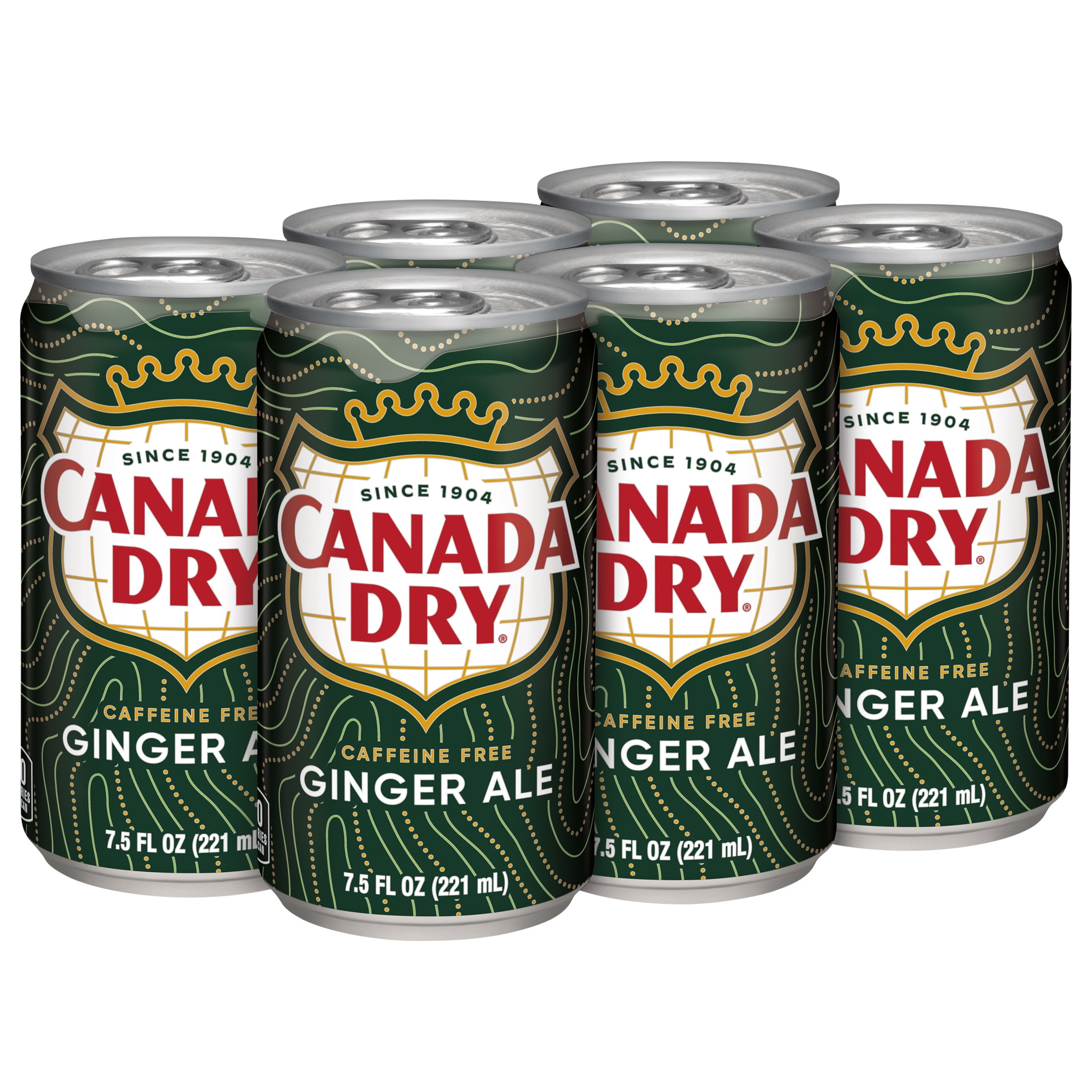 (3 pack) Canada Dry Caffeine Free Ginger Ale Soda Pop, 7.5 fl oz, 6 Pack Cans