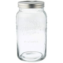 Grant Howard 50777 136 Ounce Jumbo Embossed Glass Mason Storage Jar with Lid