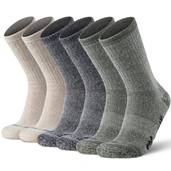 3 Pairs Durable Wool Blend Socks for Men Women, Thermal Warm Winter Socks with Reinforced Heel & Toe, Soft Hiking and Everyday Socks