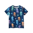 thumbnail image 3 of CCRFTGI Cute Tops for Kids Girls Size 7-8 Short Sleeve Animal Print Clothes for Teen Girls Tee Shirts Summer Casual Soft Lightweight Crew Neck Shirts Dark Blue 5-6 Years, 3 of 4