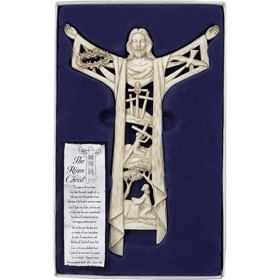 dicksons the risen christ calvary story 11 inch woodgrain resin stone wall cross