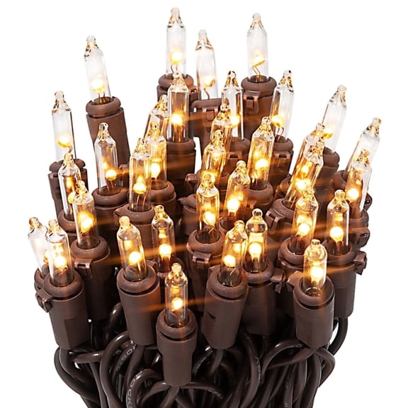 612 Vermont 35 Clear LED Christmas String Lights on Brown Wire Cord, UL Approved For Indoor and Outdoor Use, 8.5’Lighted Length, 9.8’ Total Length (Pack of 2)
