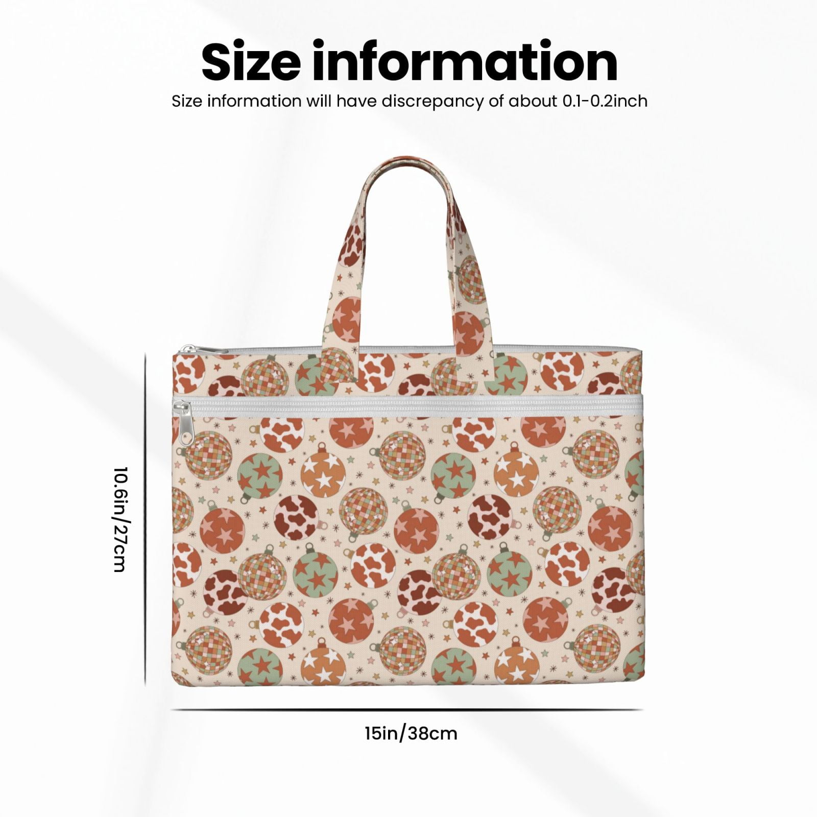 Kdxio Rustic Christmas Ornaments File Tote Document Bag Business Briefcase Bag Document Organizer Tote Briefcase for Letter A4 Files Business Teacher Office Bag