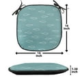 thumbnail image 5 of Wave Chair Seating Cushion Set of 2, Abstract Pattern in Calm Colors and Fish Sketches Nautical Sea Animals Doodle, Seat Pads with Anti-slip Backing, 16"x16", White and Pale Teal, by Ambesonne, 5 of 7