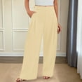 thumbnail image 2 of Arlun Pull on Dress Pants for Women Wide Leg Stretchy Work Office Trousers High Waisted Business Casual Loose Lightweight Comfy Slacks 2025 Simple Stylish Pants with Pockets Yellow XL, 2 of 6