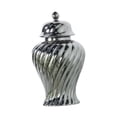 thumbnail image 3 of deevoka Ceramic Bud Vase Luxury Porcelain Ginger Jar with Lid for Wedding Cafe Shelf Silvery, 3 of 9