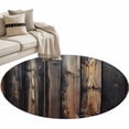 thumbnail image 2 of Black Brown Plank Round Area Rug 4 FT, Non Slip Indoor Outdoor Rug, Vintage Chic Wooden Grain Washable Soft Circular Carpet Non-Shedding Floor Mat for Coffee Table Nursery Foyer Balcony, 2 of 8