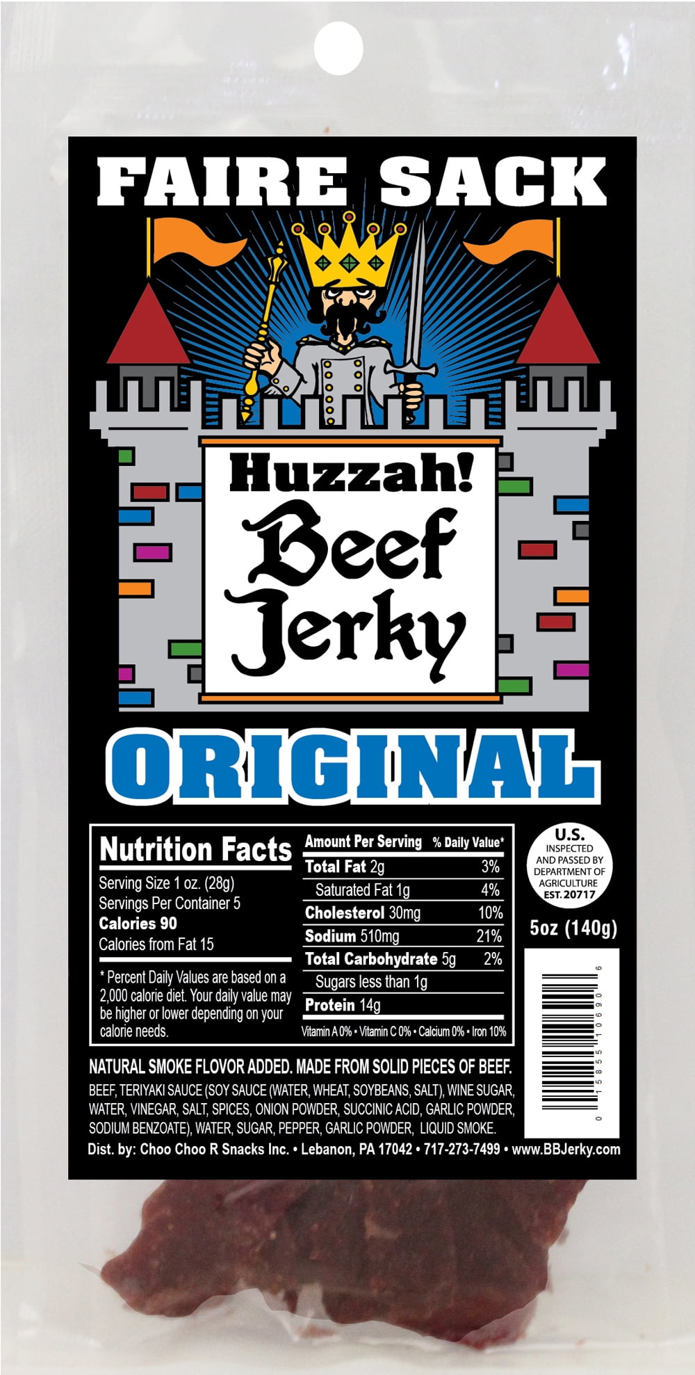 Buffalo Bills Original 5oz Faire Sack Huzzah Beef Jerky in Burlap Wine Bag (3 packs original beef jerky)
