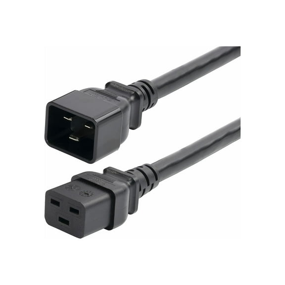 StarTech 2ft 60cm Heavy Duty Extension Cord IEC 60320 C19 to C20 Black Extension Cord 20A 250V 12AWG UL Listed