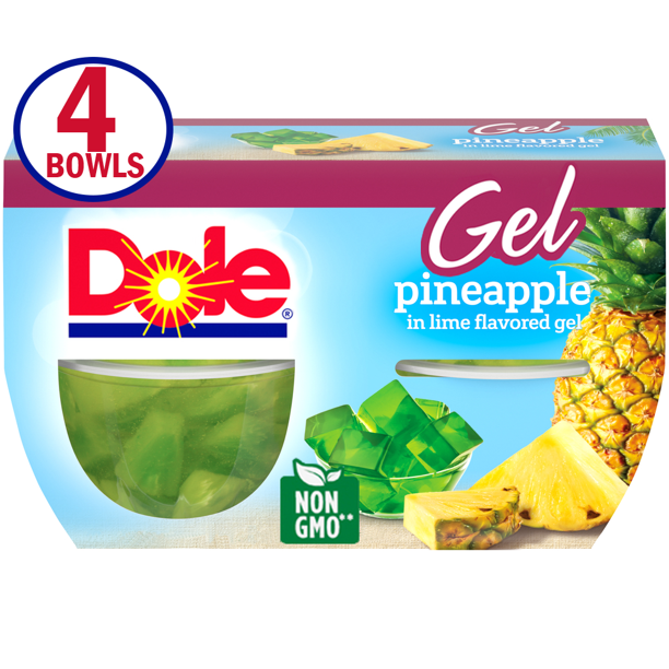 (4 Cups) Dole Pineapple Chunks in Lime Gel, 4.3oz Fruit Bowls Walmart