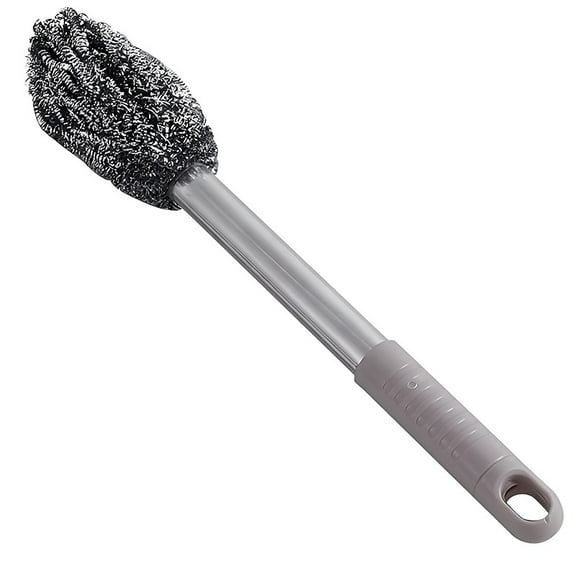 ZZYuan Stainless Steel Scrubber， Scrubbing Scouring Pad with long handle, Steel Wool Scrubber for Kitchens, Bathroom
