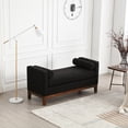 thumbnail image 3 of 53.5"W Elegant Upholstered Bench,Ottoman with Wood Legs and Bolster Pillows,Ottoman Bench for End of Bed,Bedroom,Living Room,Entryway,Black, 3 of 6
