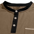 thumbnail image 6 of GrmtClth Shirts for Men Summer Henley Button T-Shirt Breathable Short Sleeve Top Work with Pocket Tee Collar Colorblock Camel M, 6 of 7