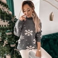 thumbnail image 4 of Chandail de Noël pour Femmes Mi-Long Blouse Ample Col Rond Mode Tricot Doux Cardigan Manches Longues Chaud Imprimé Graphique Tricoté, 4 of 6