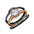 thumbnail image 5 of 1.75 Ct Halo Round Cut Cz Black Stainless Steel Wedding Ring Set Women's Size 7, 5 of 6