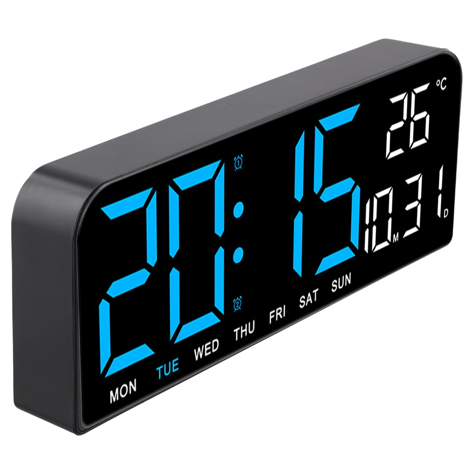 KDJ Large Screen 24*9cm Alarm Clock with Temperature and Timer for Versatile