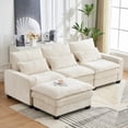 thumbnail image 3 of Newest 99'' Sectional Cloud Deep Seat Couch, Modern Comfy Chenille L Shaped Sectional Sofa for Living Room Set, Upholstered 4-Seats Sofa Couch with Movable Ottoman, Beige, 3 of 9