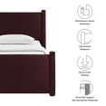 thumbnail image 2 of Modway Rael Performance Velvet Upholstered Twin Platform Bed in Mulberry, 2 of 9