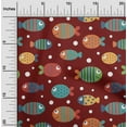 thumbnail image 1 of oneOone Viscose Jersey Dark Red Fabric Dot & Fish Artistic Quilting Supplies Print Sewing Fabric By The Yard 60 Inch Wide, 1 of 5