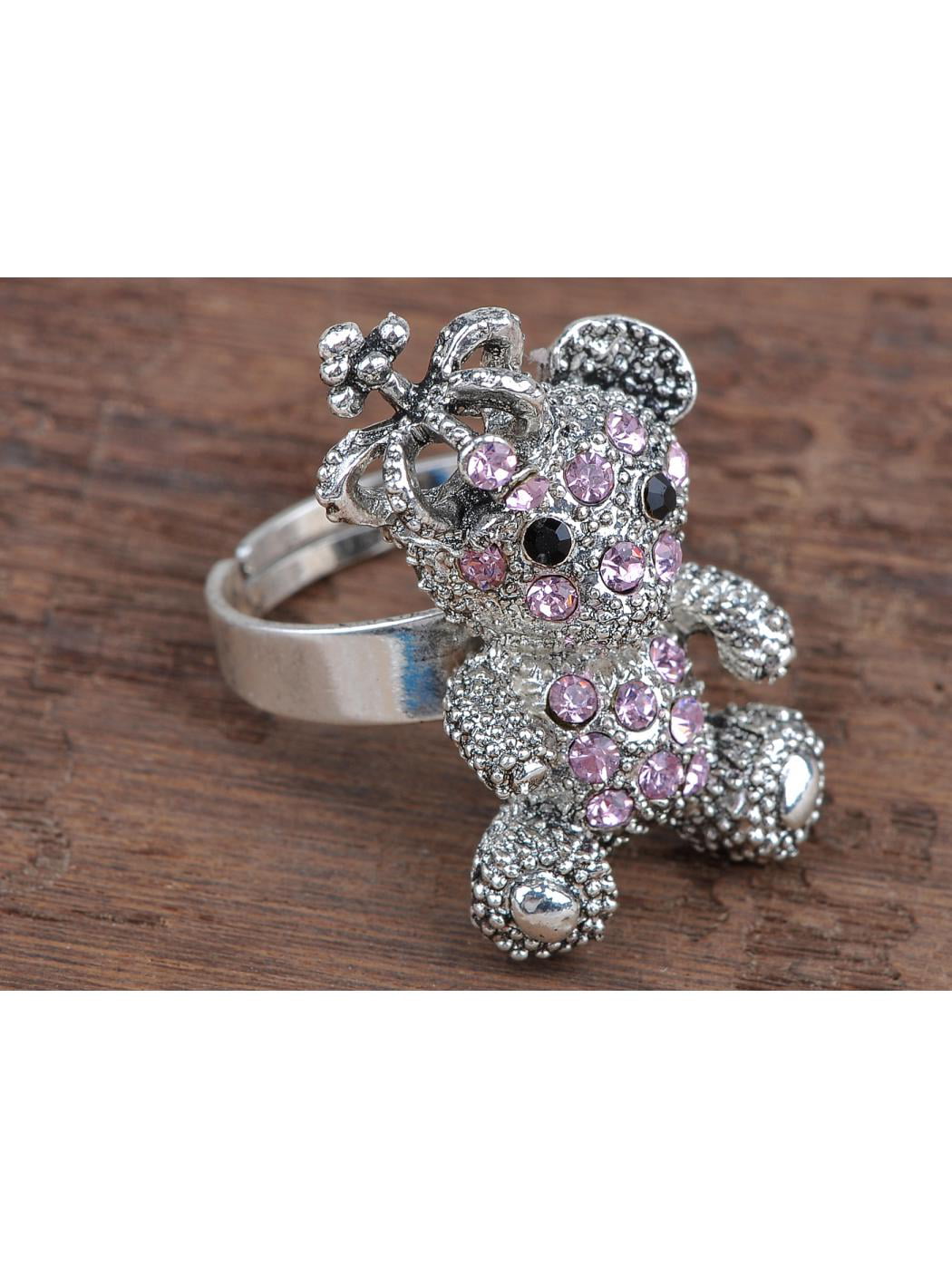 Very Cute 18K Yellow Gold Teddy Bear White Sapphire Ring Anniversary Gift  Engagement Bridal Wedding Jewelry Rings For Women Girl | Wish