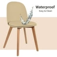 thumbnail image 5 of Set of 2 Armless Plastic Dining Chair Wood Legs for Dining Room Plastic Molded Seat With Cushion, Beige, 5 of 11